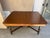 Beautiful vintage English Jacobean Revival draw-leaf dining table featuring turned legs, decorative stretcher base, and...