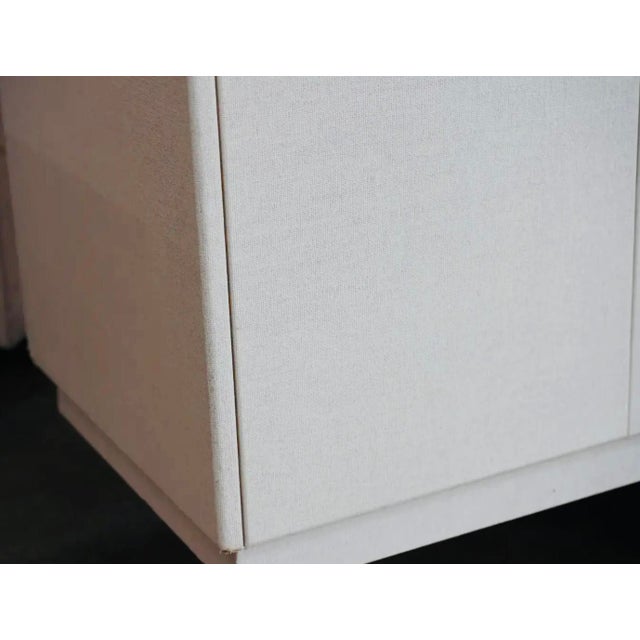 Late 20th Century Contemporary White Painted Raffia-Clad Storage Cabinet Armoire With Adjustable Shelving & Hidden Drawers For Sale - Image 11 of 14