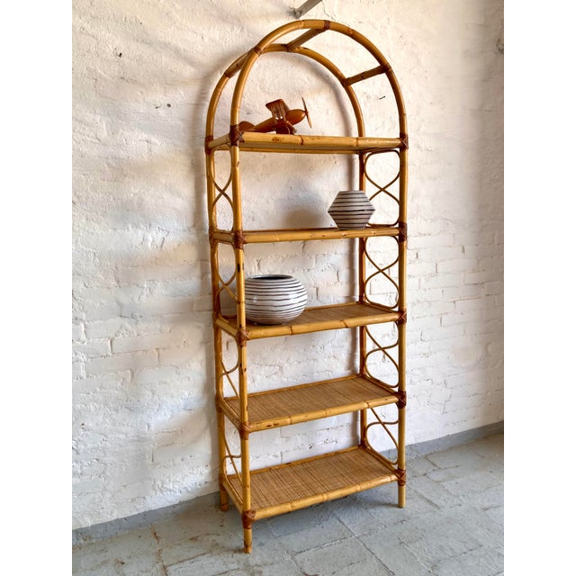 Vintage Italian Wicker and Rattan Shelving Unit, 1970s For Sale - Image 3 of 15
