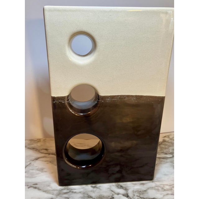 Artis Portugal Two Tone Geometric Cutout Vase Cream For Sale - Image 13 of 17