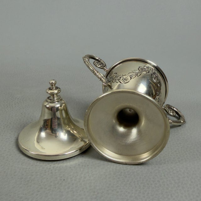 Metal 800 Silver Cup with Lid Engraved Floral Figure, 1970s For Sale - Image 7 of 11