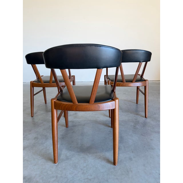 1960s Set of 6 Kai Kristiansen Style Danish Teak Mid Century Dining Chairs For Sale - Image 9 of 12