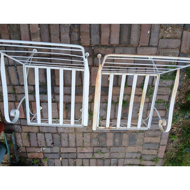 White Vintage Wrought Iron Patio Lounge Chairs, a Pair For Sale - Image 8 of 10