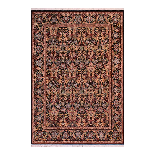 Art Nouveau 1990's Pak-Persian Black/Black Wool Rug - 9'1'' X 12'6'' For Sale