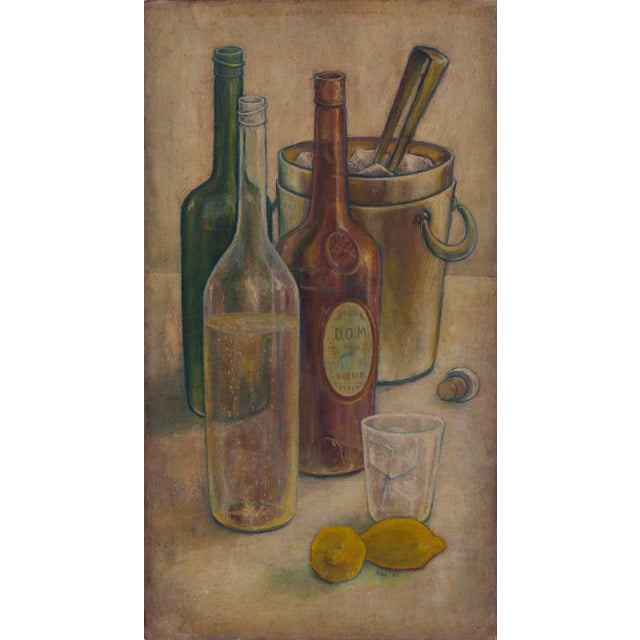 American Anne Estell Rice (1877-1959, American) Still Life With Bottles Oil Paint on Masonite For Sale - Image 3 of 7