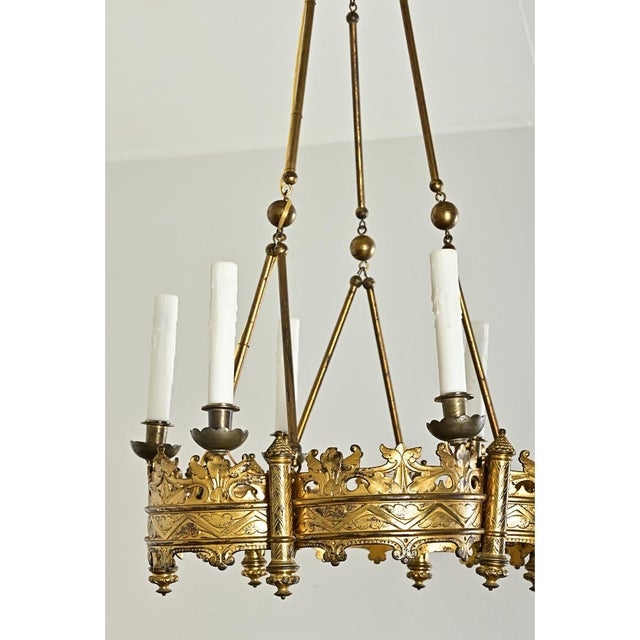 French 19th Century Byzantine Style Bronze Chandelier For Sale - Image 9 of 12