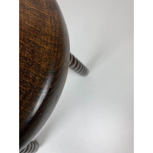 Mid-Century Modernist French Brutalist Wood Turned Tripod Stools, 1950s, Set of 2 For Sale - Image 6 of 18