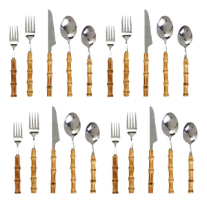20-Piece Natural Bamboo Flatware Service Set for 4