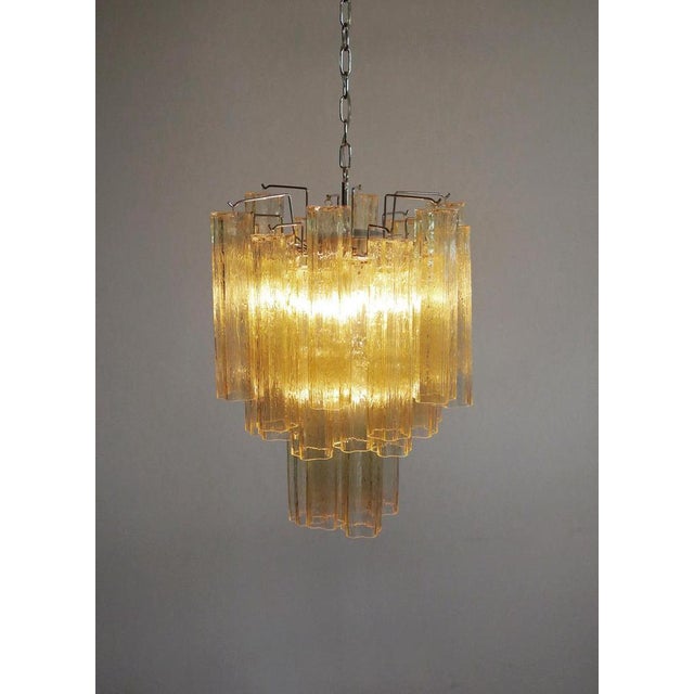 Tube Chandeliers in Gold Murano Glass, 1970s, Set of 3 For Sale - Image 6 of 16