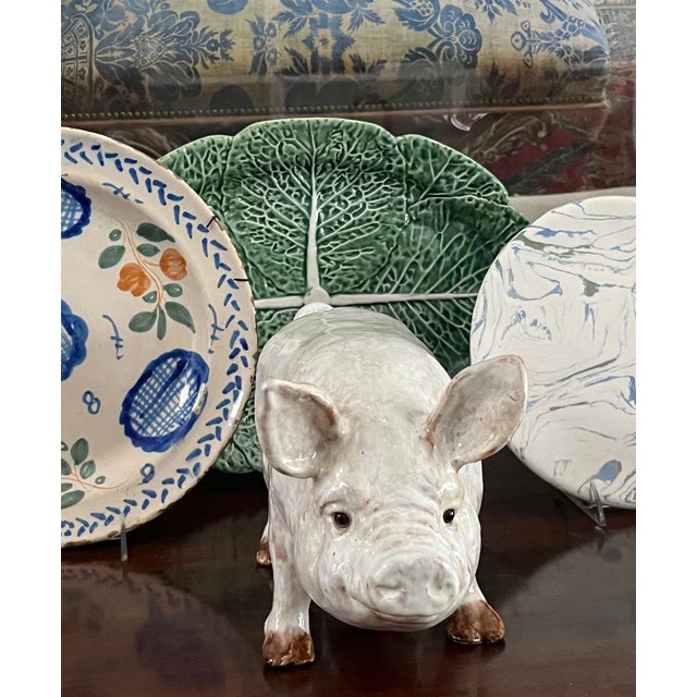 Terra Cotta Tin Glazed Pig With Glass Eyes For Sale In San Francisco - Image 6 of 10