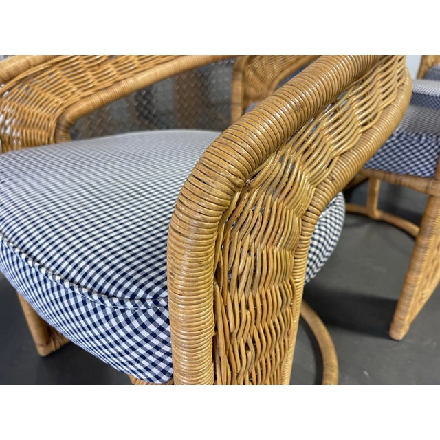 Vintage Woven Rattan and Wicker Dining Set, 5 Piece Set, Coastal, Modern, Palm Beach Regency For Sale - Image 12 of 12