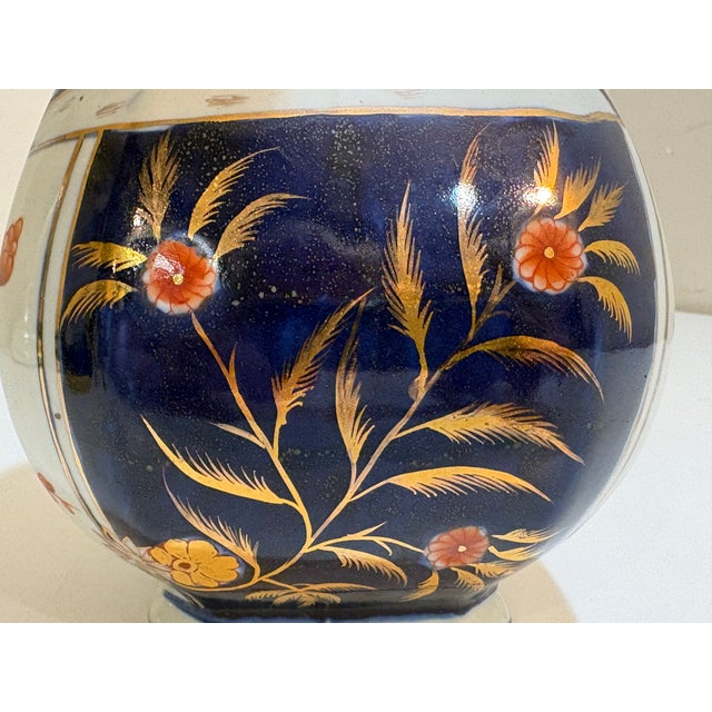 Blue Large Antique Mason's Patent Ironstone Imari Pitcher, 11 " Victorian English Jug,Hand-Painted Cobalt Blue, Iron Red & Gilt For Sale - Image 8 of 9
