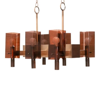 1970’s Amber Lucite Chandelier For Sale