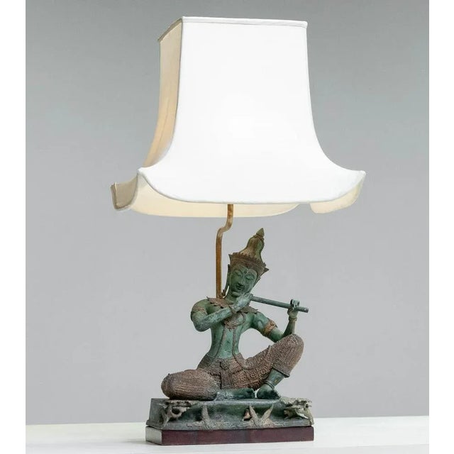 Table Lamp with Phra Aphai Mani Figurine in Gilt Bronze, 1970s For Sale - Image 11 of 12