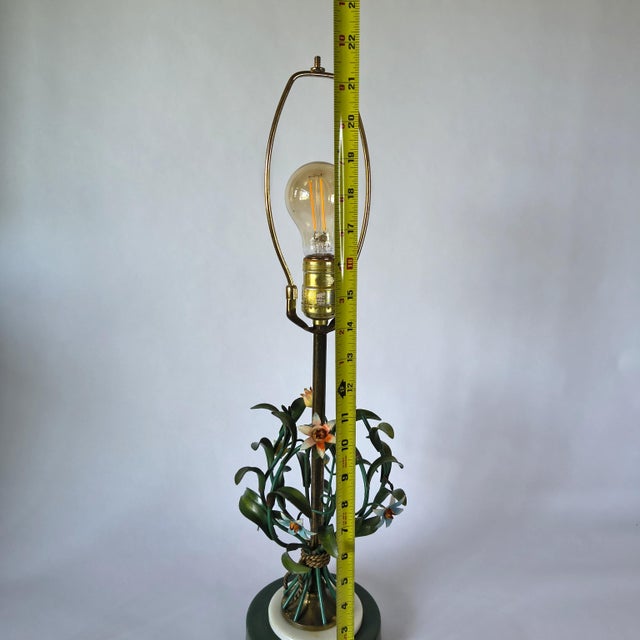 1950s Mid Century Modern Italian Tole Floral Table Lamp For Sale - Image 14 of 14