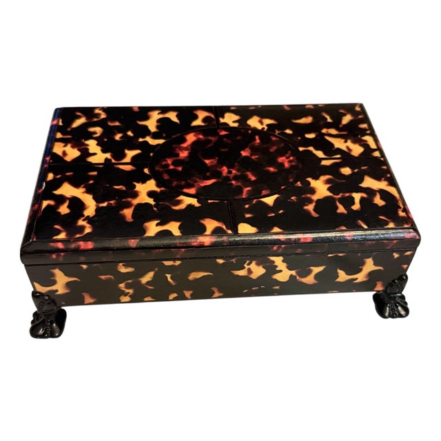Vintage Faux Tortoise Shell Large Box For Sale