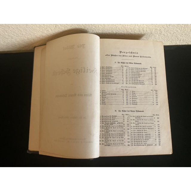 Paper Antique Holy Bible and Scripture of the Old and New Testament in German For Sale - Image 7 of 16