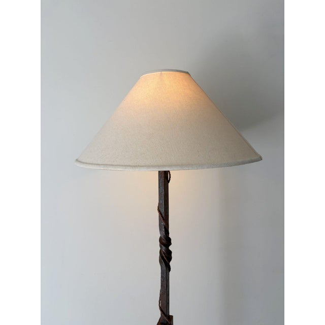 Brutalist Floor Lamp in Forged Iron, France, 1940s For Sale - Image 4 of 11