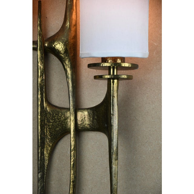 1960s Sculptural Brutalist Bronze Wall Sconces by Félix Agostini, 1960, Set of 2 For Sale - Image 5 of 17