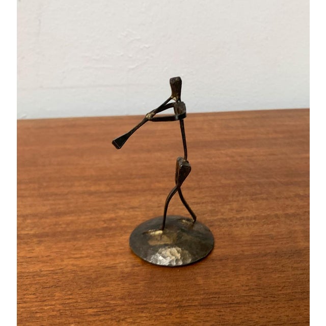 Mid-Century Wrought Iron Horseshoe Nail Art Piper Figurine, 1960s For Sale - Image 9 of 15