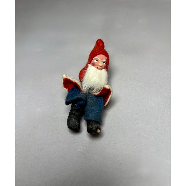 1940s Vintage German Putz Santa in Snowy Sleigh With Bottle Brush Tree For Sale - Image 11 of 15