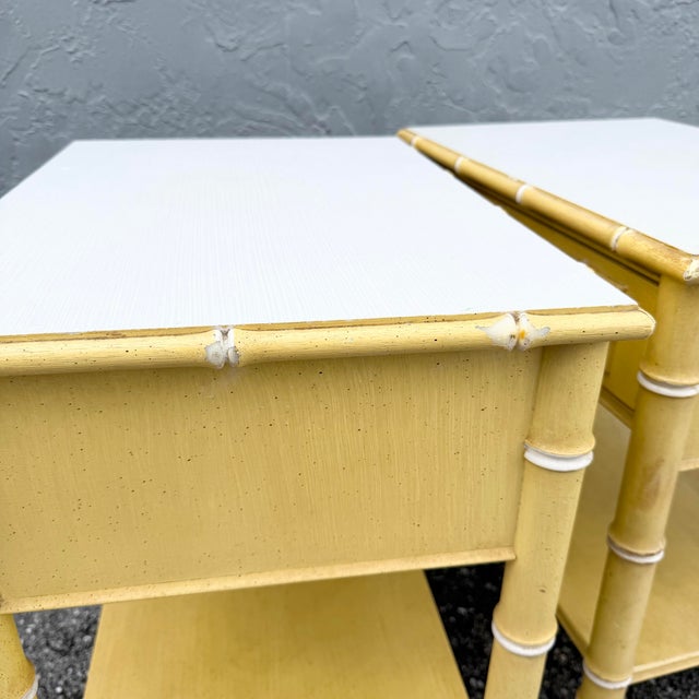 Vintage Coastal Faux Bamboo Nightstands by Thomasville - A Pair For Sale - Image 11 of 12