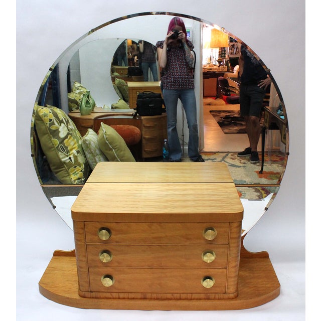 Art Deco Vanity with Round Mirror | Chairish
