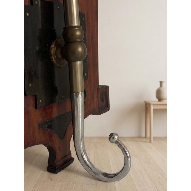 Mid-Century Wooden Coat Rack with Metal Hooks For Sale - Image 6 of 10