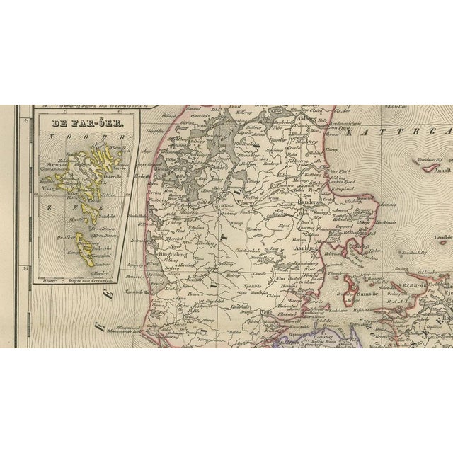 Antique Map of Denmark, 1876 For Sale - Image 3 of 10