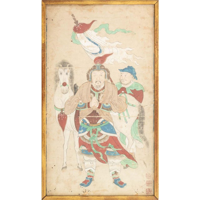 Paper Chinese Emperor General & Attendants Gouache, 2 For Sale - Image 7 of 12