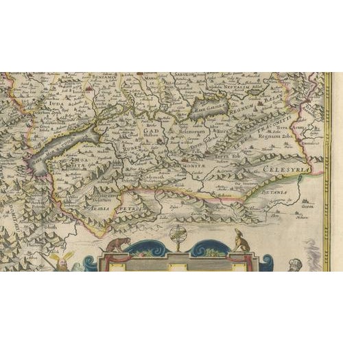 Black Antique Blaeu Holy Land Map Terra Sancta Palestina, 1629 For Sale - Image 8 of 10