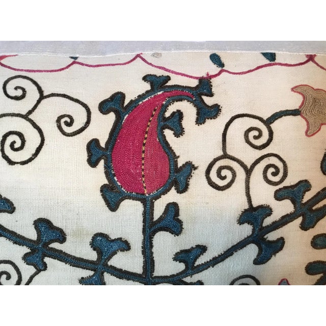 Antique Hand-Embroidered Suzani Pillow For Sale - Image 11 of 13