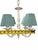 Late 20th Century Vintage Shabby Chic 4 Arm Small Chandelier Green Fabric Shades Made in Spain For Sale - Image 5 of 7