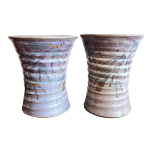 Vintage Pair of Signed Studio Pottery Vases
