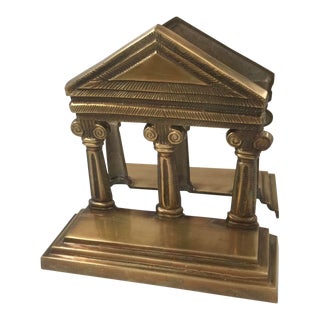 Greek Temple Brass Bookends For Sale
