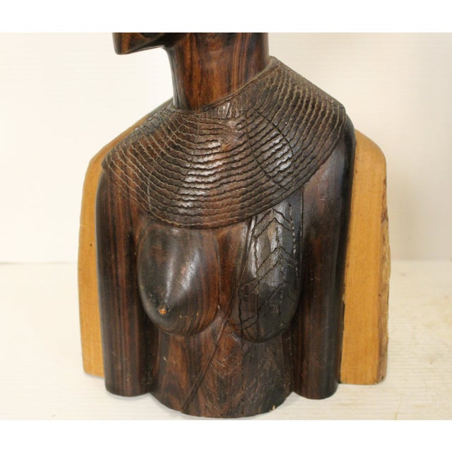 Mid 20th Century Mid 20th Century Maasai Warrior Hand Sculpted Busts - Set of 2 For Sale - Image 5 of 15