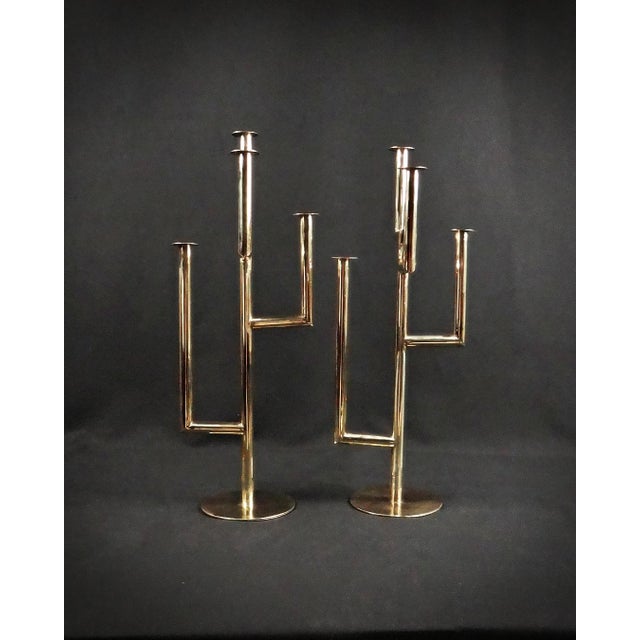 Candleholders in Gilded Brass by Karl Hagenauer for Wiener Werkstätte, 1930 For Sale - Image 13 of 18