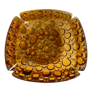 1970s Libbey Pebble Beach Glass Ashtray in Amber