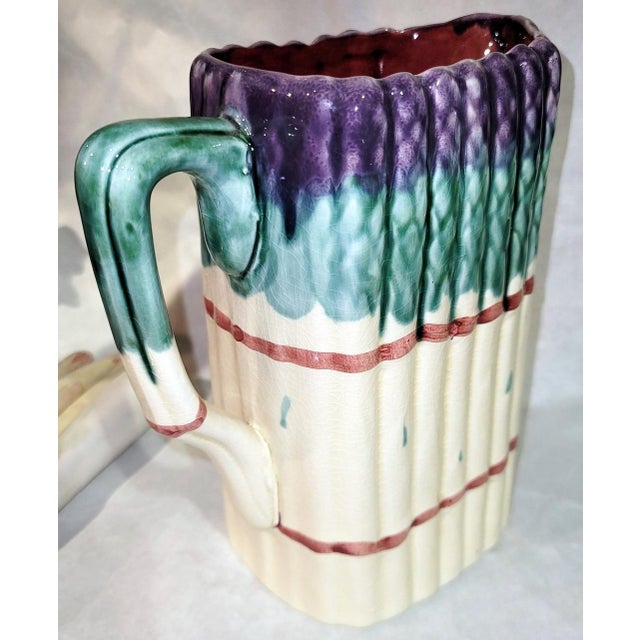 1990s French Majolica Asparagus Pitcher With Spears For Sale - Image 4 of 11