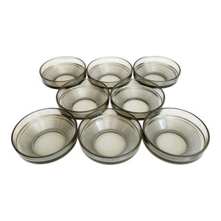 1960s Digsmed Denmark Mid-Century Modern Kjell Blomberg "Vineta" Gullaskruf Bowls - Smoke Gray - Set of 8 For Sale