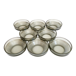 1960s Digsmed Denmark Mid-Century Modern Kjell Blomberg "Vineta" Gullaskruf Bowls - Smoke Gray - Set of 8