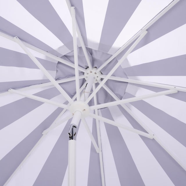 2020s Meze 9 Ft Crank Umbrella, Black Cabana Stripe/White Pole For Sale - Image 5 of 9