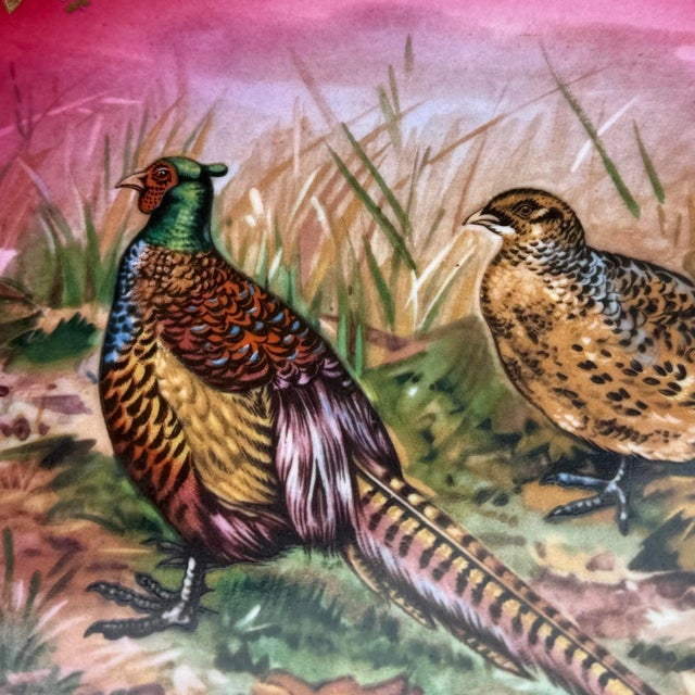 A striking vintage game plate from STW Bavaria, West Germany, featuring a beautifully detailed painting of a male and...