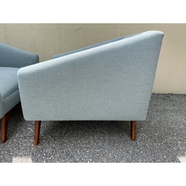 Modern Cube Lounge Chairs With Walnut Base For Sale - Image 11 of 14