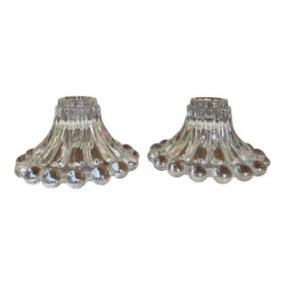 Vintage Pressed Glass Candle Holders With Hobnail Edge, Set of Two For Sale