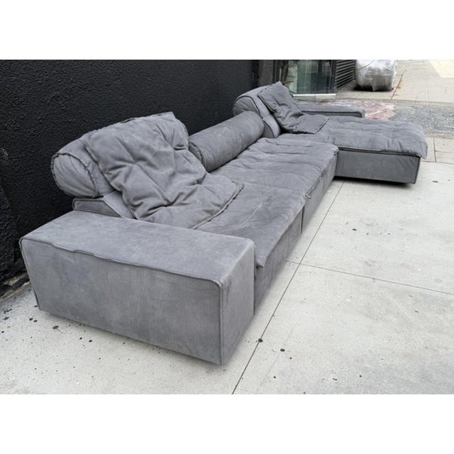 2020s "Miami" Sectional Sofa by Paola Navone for Baxter Upholstered in Gray Leather For Sale - Image 5 of 18
