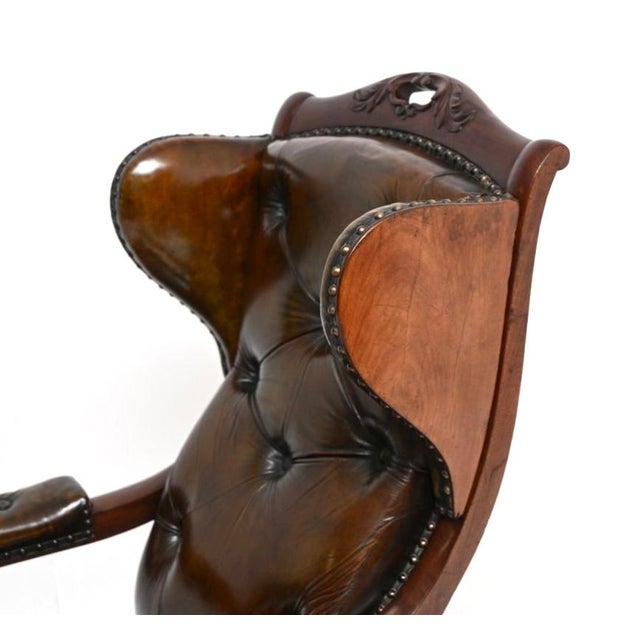 Antique William IV Leather and Walnut Wing Back Armchair, 1820s For Sale - Image 12 of 18