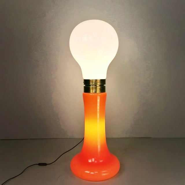 White and Orange Glass Lamp by Birille Nason for Mazzega, 1970s, in Flawless conditions. Designed 1970 to 1979 This piece...