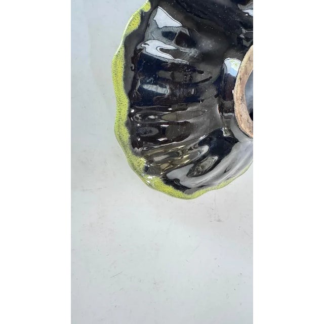 1970s Yellow and Black Ceramic Catchall with 3 Compartments from Vallauris, 1970s For Sale - Image 5 of 17