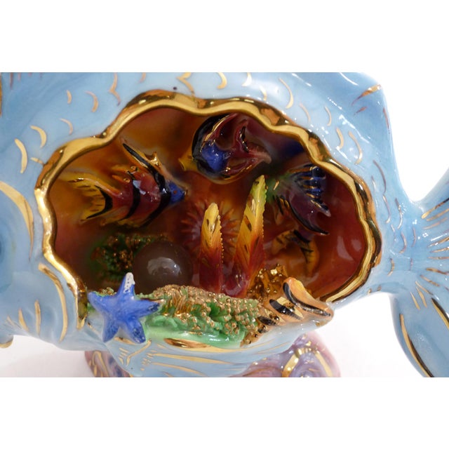 1960s Fish Night Light in Slip-Cast Earthenware by LP Ceroc Monaco, 1950s For Sale - Image 5 of 14